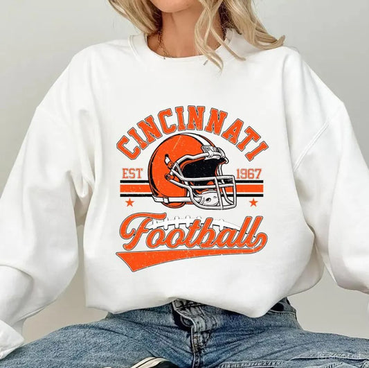 Vintage 90s Style Cincinnati Football Sweatshirt, Retro Sports Fan Shirt, Trendy Game Day, Cincinnati Sweatshirt, Cincinnati Football Shirt