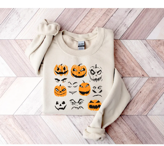 Halloween Pumpkin Shirt, Halloween Tshirt, Spooky Season Tee, Halloween Outfit, Halloween Gift, Pumpkin Faces Shirt, Halloween Sweatshirt
