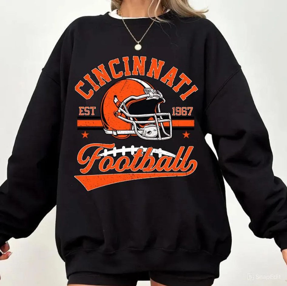 Vintage 90s Style Cincinnati Football Sweatshirt, Retro Sports Fan Shirt, Trendy Game Day, Cincinnati Sweatshirt, Cincinnati Football Shirt