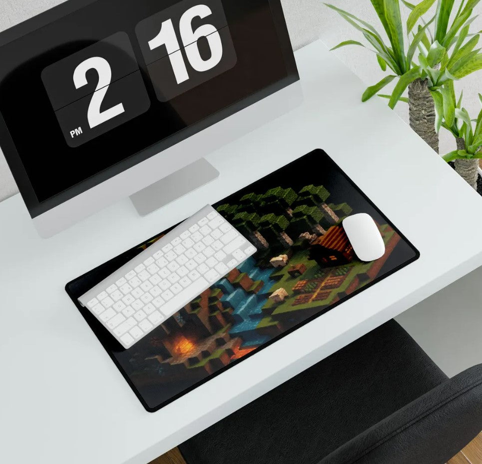 Gaming Desk Mats, Gamer Mouse Pads, Minecraft Inspired Desk Accessories, Video Game Workspace Decor, Computer Keyboard Mat, Choose Size