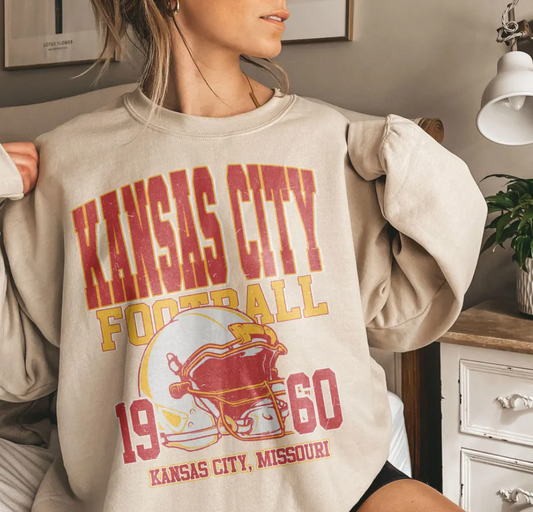 Vintage 90s Kansas City Football Comfort Colors Vintage Style T-Shirt Kansas City Football Crewneck, Football T-Shirt, Kansas City Fan Gifts