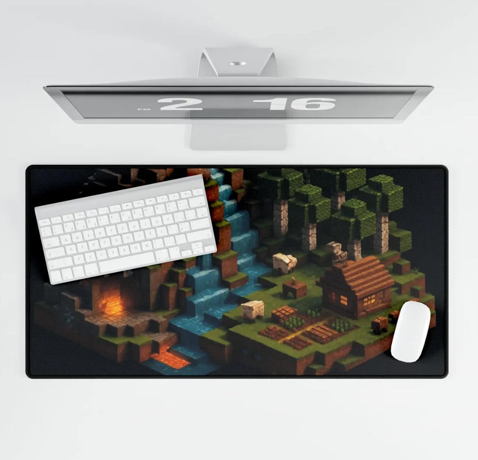 Gaming Desk Mats, Gamer Mouse Pads, Minecraft Inspired Desk Accessories, Video Game Workspace Decor, Computer Keyboard Mat, Choose Size