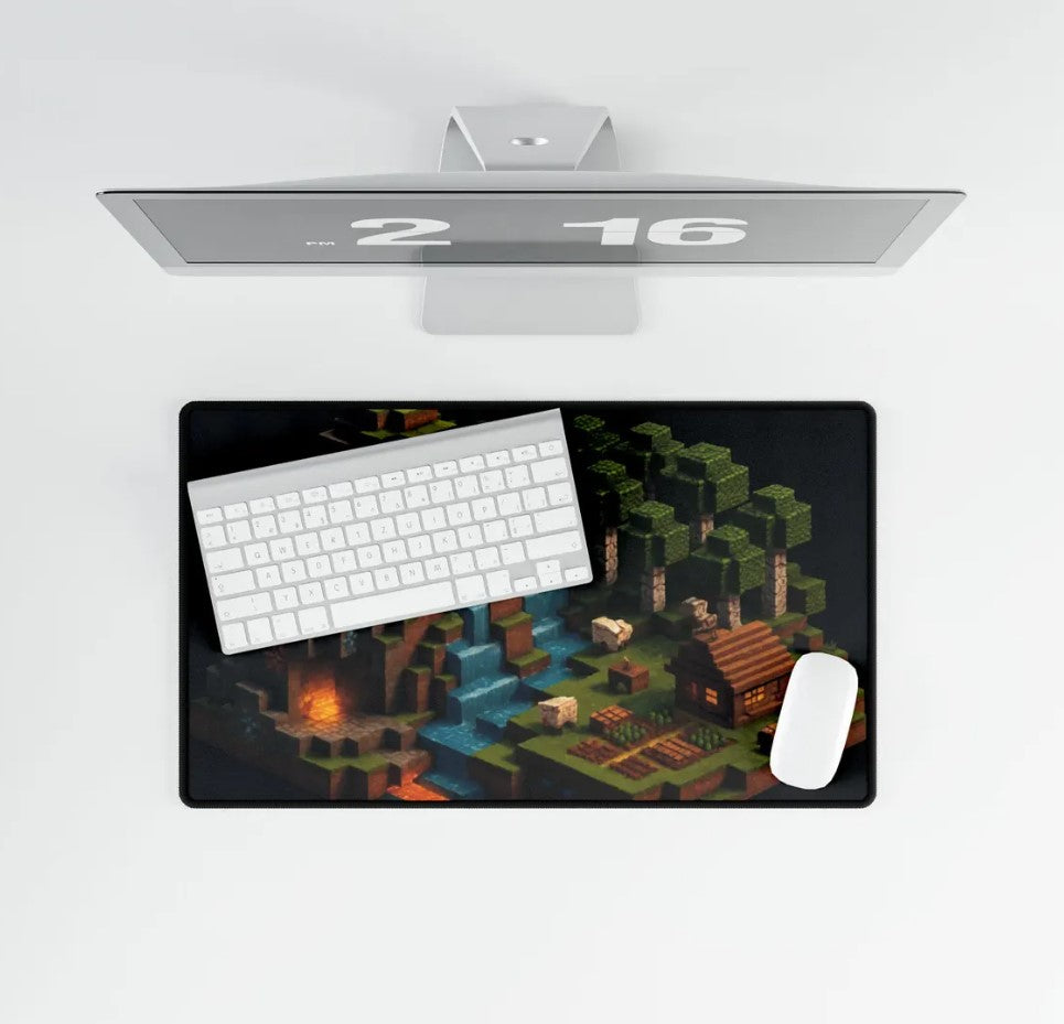 Gaming Desk Mats, Gamer Mouse Pads, Minecraft Inspired Desk Accessories, Video Game Workspace Decor, Computer Keyboard Mat, Choose Size