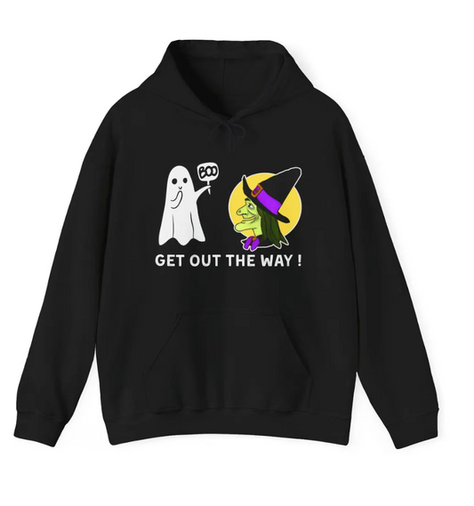 Boo Witch Get Out The Way -Ghost & Witch Hoodie Spooky Season Sweatshirt, Halloween, Unisex Pullover Apparel, Witchy Style