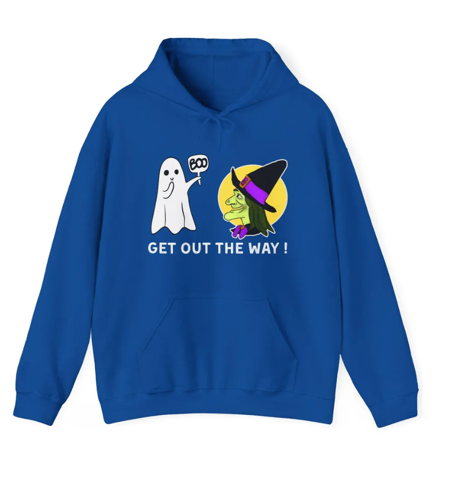 Boo Witch Get Out The Way -Ghost & Witch Hoodie Spooky Season Sweatshirt, Halloween, Unisex Pullover Apparel, Witchy Style