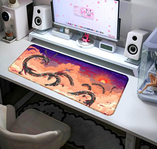 Shiny Rayquaza in the Clouds Mouse Pad Cute Anime Desk Mat Large Gaming Pad, Choose Size