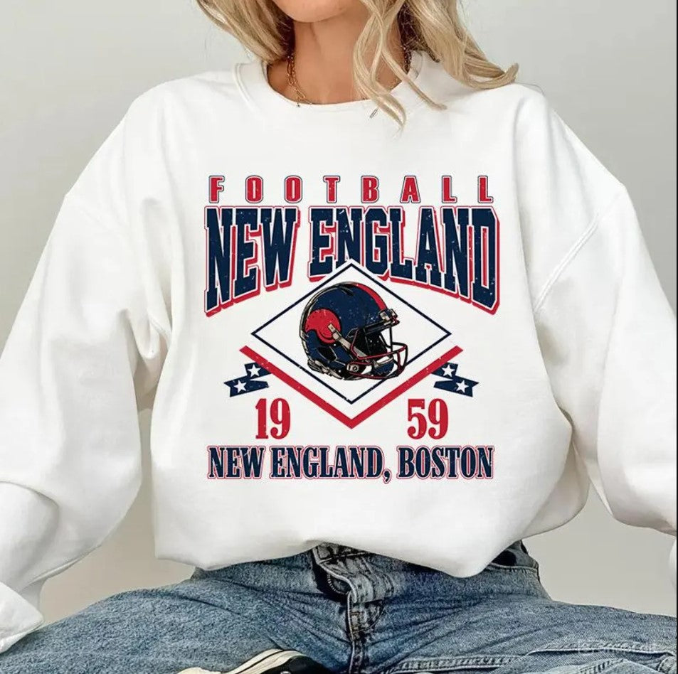 Vintage style New England Football Sweatshirt,Sunday Football Shirt, 90s Style Sports Fan Sweater, Unisex Cozy Crewneck, Football shirt
