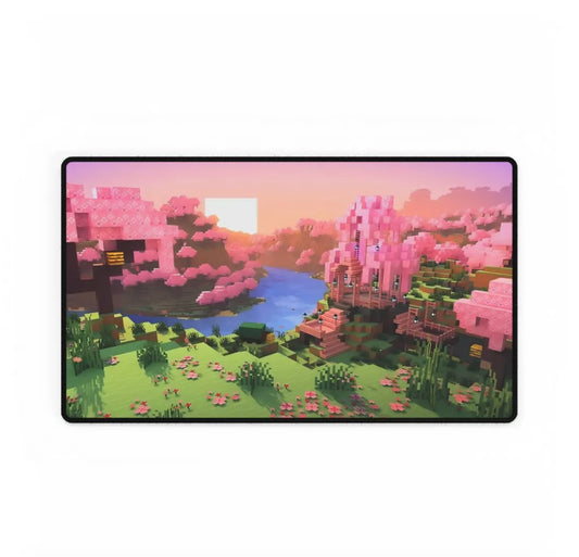 Minecraft Sakura Blossom Desk Mat, Gaming Desk Protector, Mouse Pad for Gamers, Office Decor, Spring Themed Gift, Choose Size