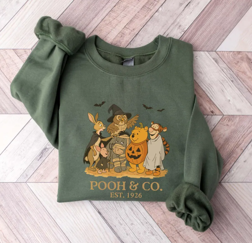 Halloween Bear Sweatshirt, Woman Pirate Halloween Sweatshirt,Pooh Disney Halloween Hoodie, Halloween Spooky Season Crewneck