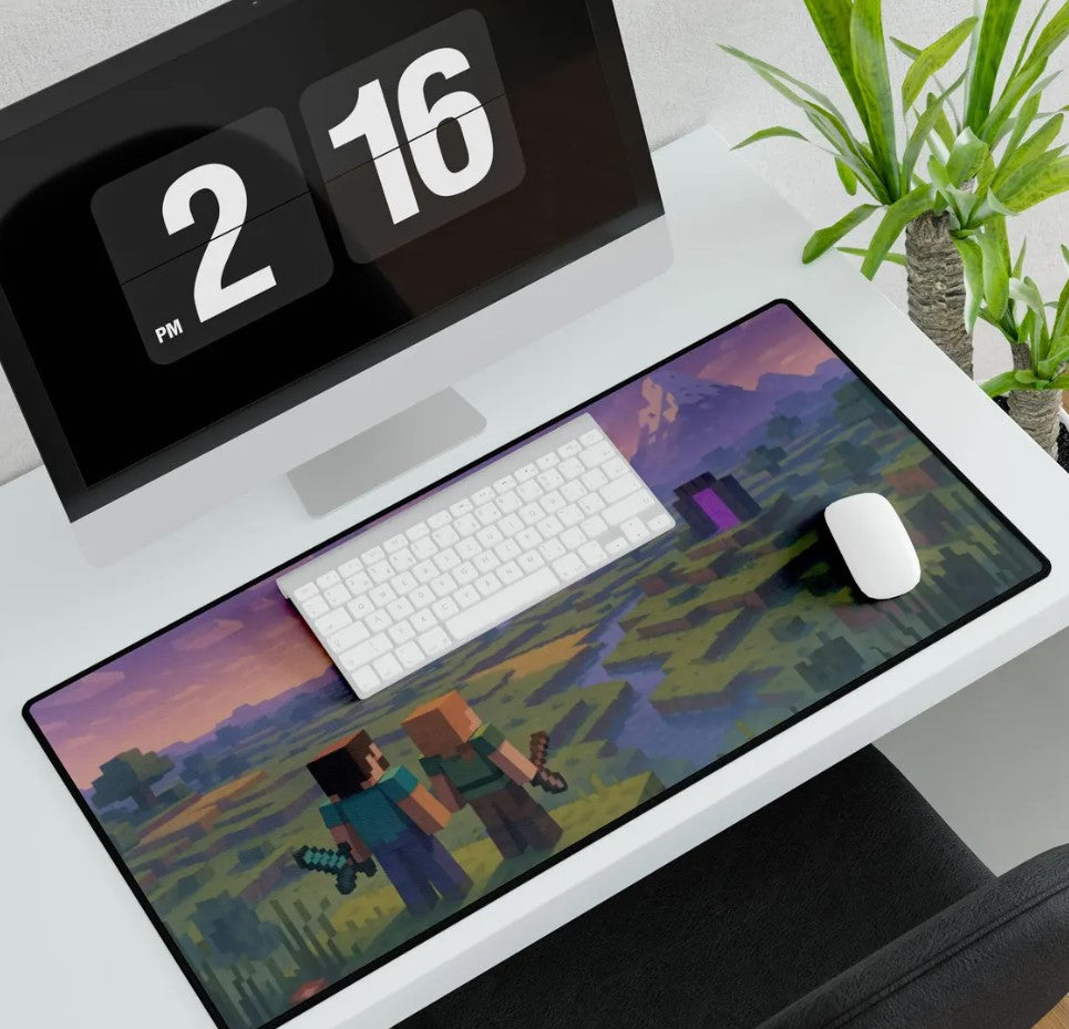 Minecraft-Themed Desk Mat for Gamers, Custom Gaming Mousepad, Office Decor, Perfect Gift for Kids and Teens, Video Game Accessories, Choose Size