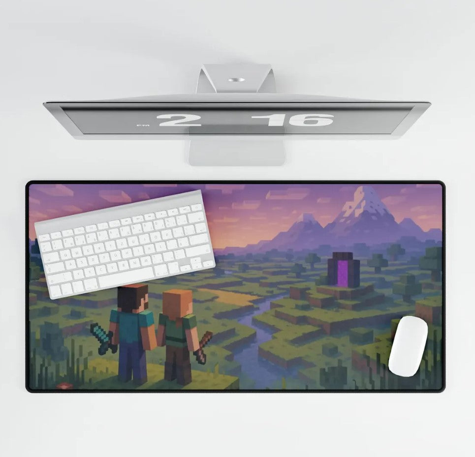 Minecraft-Themed Desk Mat for Gamers, Custom Gaming Mousepad, Office Decor, Perfect Gift for Kids and Teens, Video Game Accessories, Choose Size