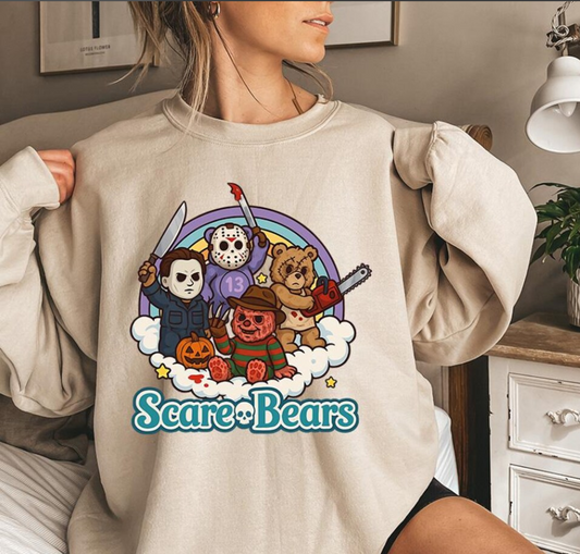 Retro Scare Bears, Trending Halloween T-shirts, Horror Faces T-shirts, Horror Movie Character T-shirts, Halloween Party T-shirts