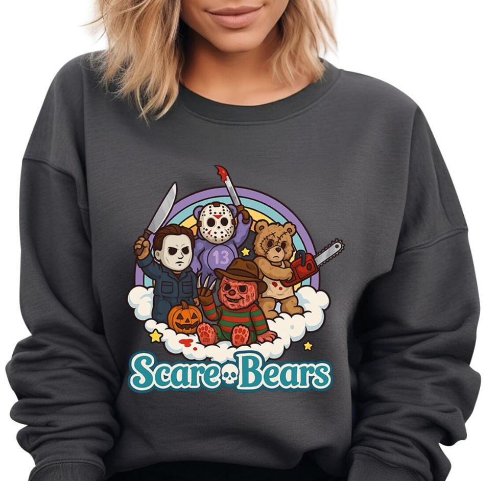 Retro Scare Bears, Trending Halloween T-shirts, Horror Faces T-shirts, Horror Movie Character T-shirts, Halloween Party T-shirts