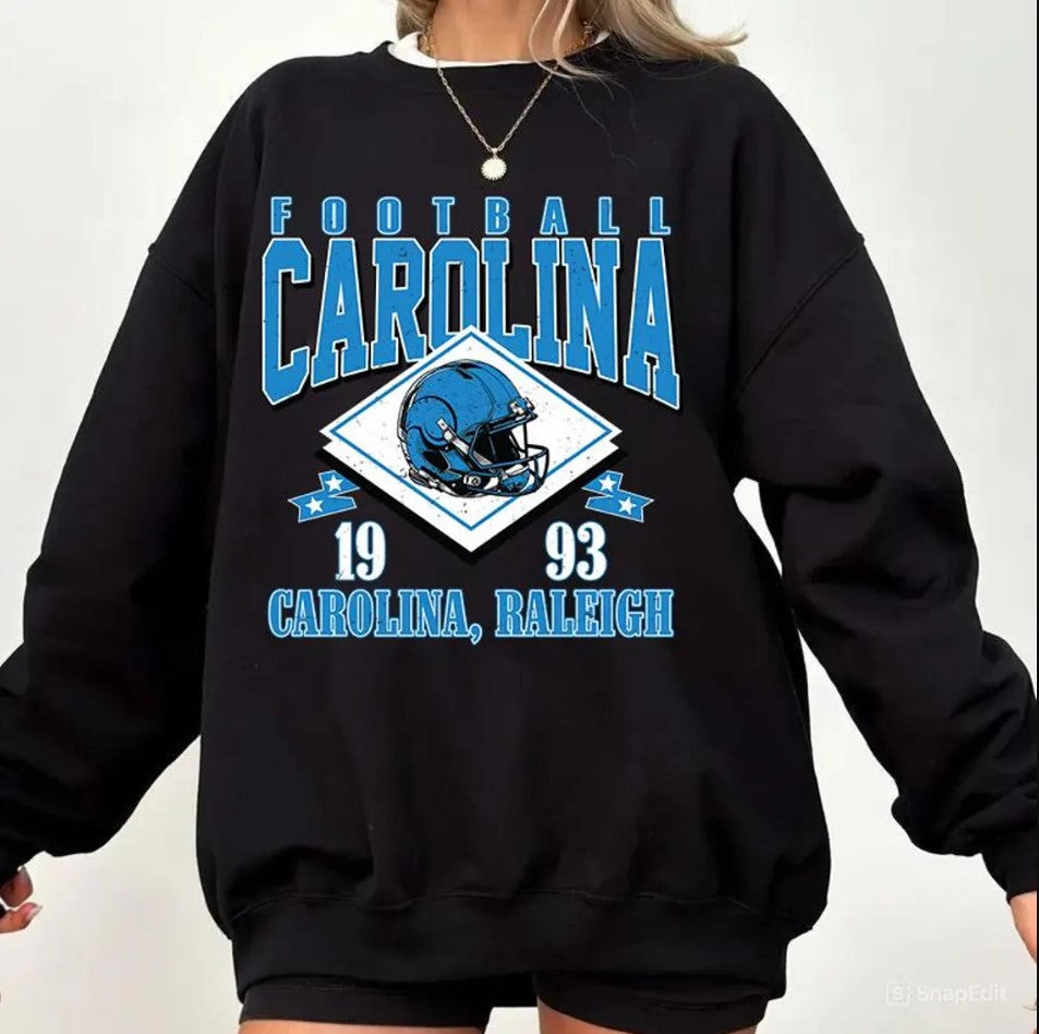 Vintage style Carolina Football Sweatshirt,Sunday Football Shirt, 90s Style Sports Fan Sweater, Unisex Cozy Crewneck, Football shirt