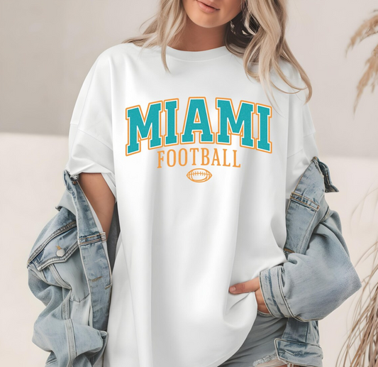 Miami Football T-Shirt, Football Fan Apparel, Gift for Football Lover, Sports Tee, Game Day Shirt