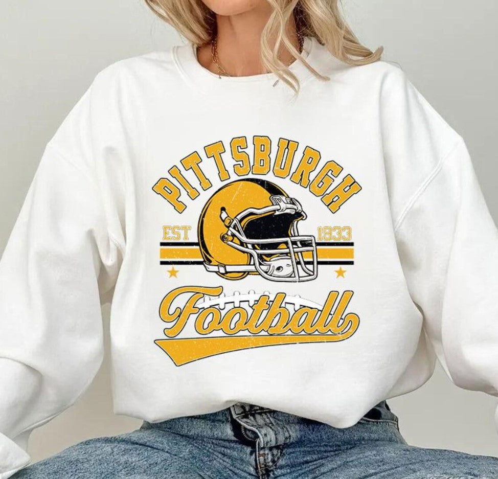 Vintage 90s Style Pittsburgh Football Sweatshirt, Trendy Pittsburgh Football Fan Gift, Pittsburgh Game Day Shirt, Steelers Fans Gift