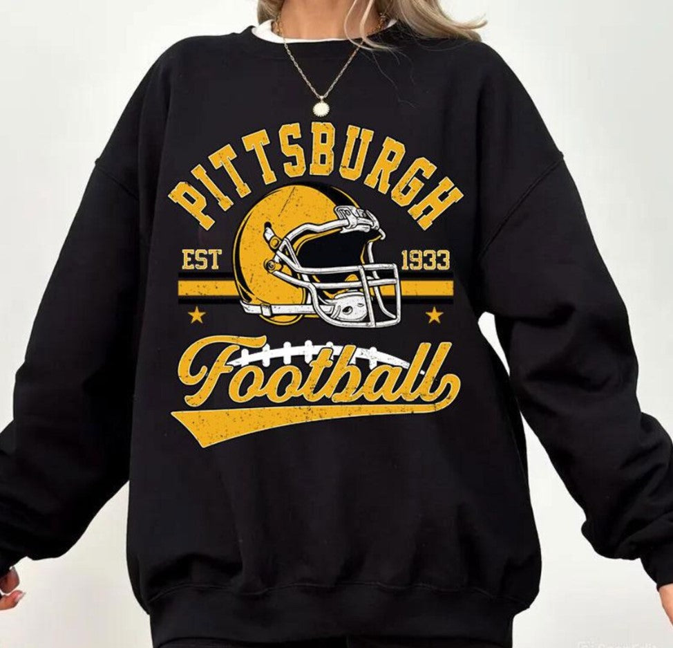 Vintage 90s Style Pittsburgh Football Sweatshirt, Trendy Pittsburgh Football Fan Gift, Pittsburgh Game Day Shirt, Steelers Fans Gift