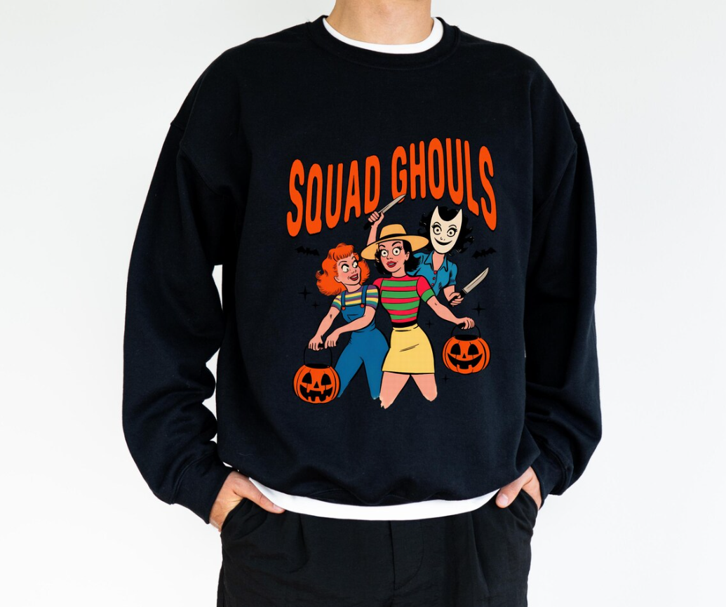 Squad Ghouls Halloween Sweatshirt, Retro Spooky Season Hoodie, Vintage Gang Spooky Season Shirt, Friends halloween Sweatshirt