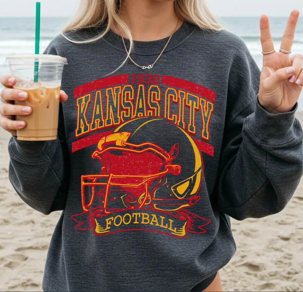 Vintage 90s Style Kansas City Football Sweatshirt, Game Day Shirt, Kansas City Team Football Shirt, Sunday Kansas City, Kansas City Football