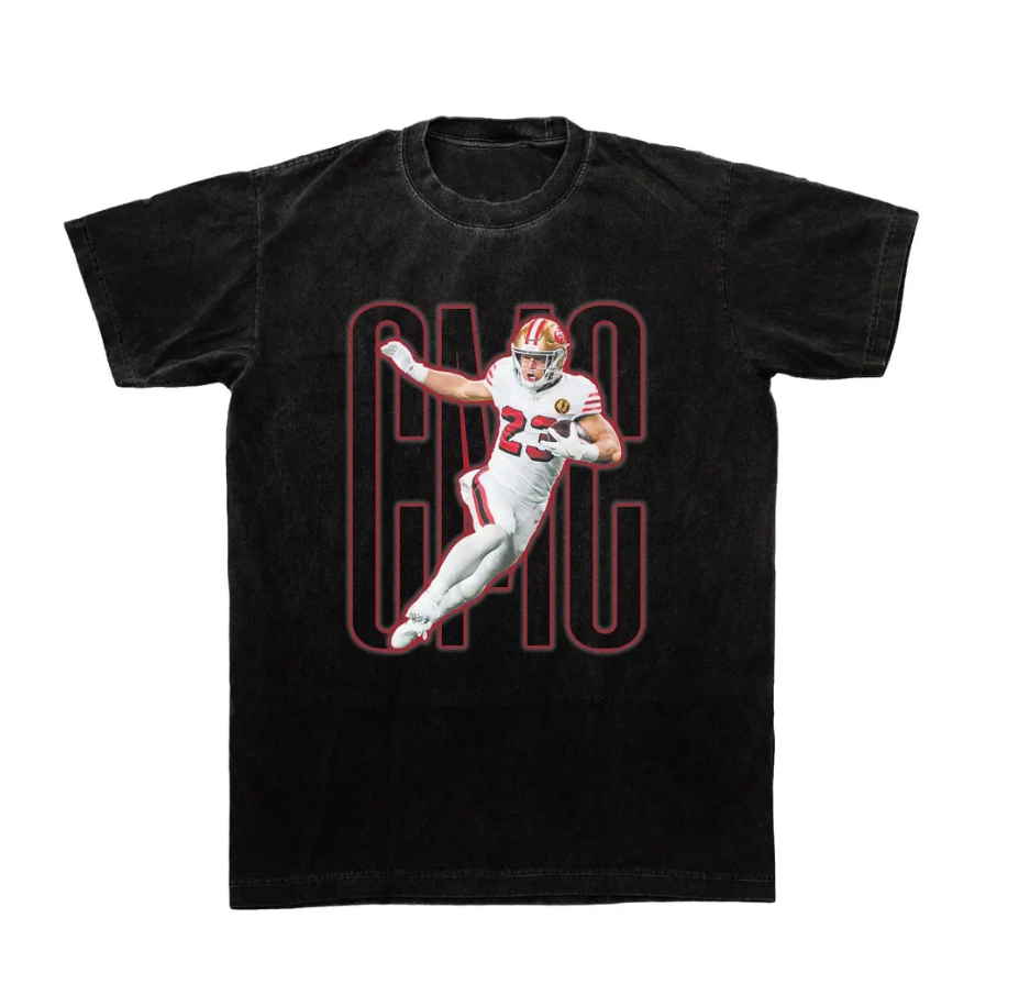 Christian McCaffrey CMC Oversized Bootleg NFL Tee, San Francisco 49ers Throwback Vintage runningback shirt, 2024 MVP t-shirt, trendy gift!