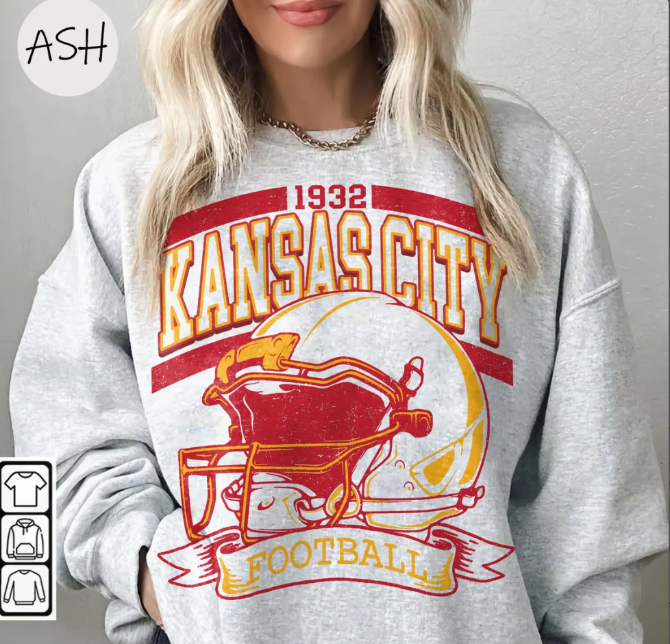 Vintage 90s Style Kansas City Football Sweatshirt, Game Day Shirt, Kansas City Team Football Shirt, Sunday Kansas City, Kansas City Football