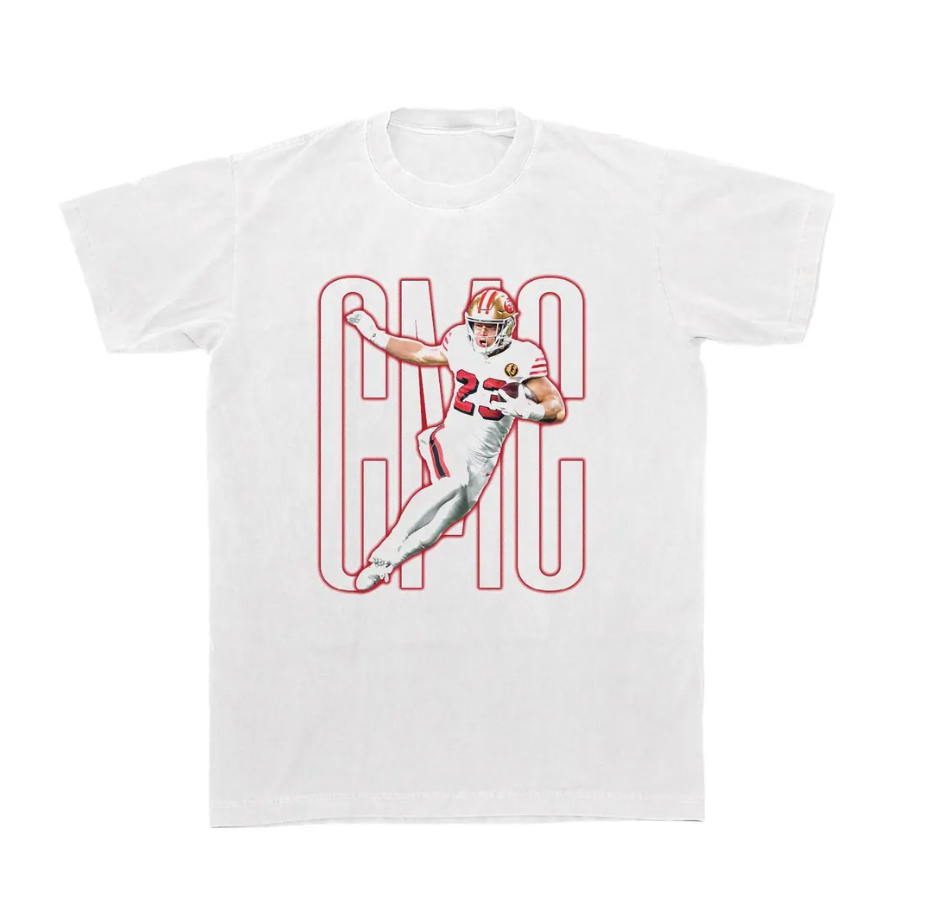 Christian McCaffrey CMC Oversized Bootleg NFL Tee, San Francisco 49ers Throwback Vintage runningback shirt, 2024 MVP t-shirt, trendy gift!