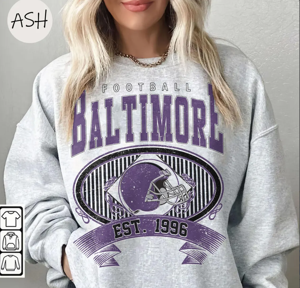 Vintage 90s Baltimore Ravens Football Shirt, Baltimore Football Crewneck, Baltimore Football Shirt, Raven Sweater, Raven Fan Sport Gear