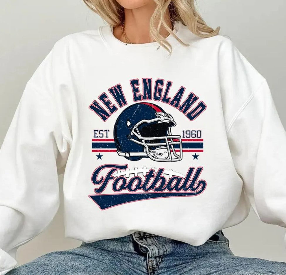Vintage 90s Style New England Football Sweatshirt, Retro Game Day Crewneck, Patriot State Unisex Fan Shirt, Classic Sports Gift Pullover