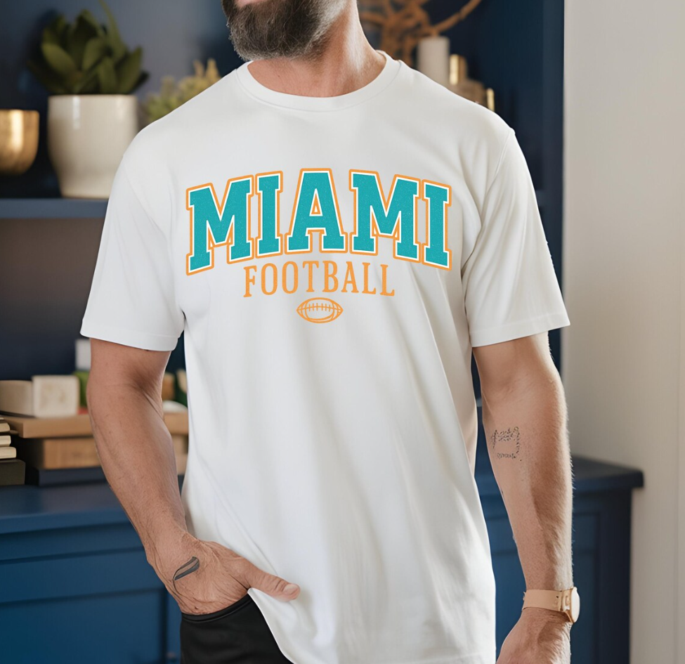 Miami Football T-Shirt, Football Fan Apparel, Gift for Football Lover, Sports Tee, Game Day Shirt