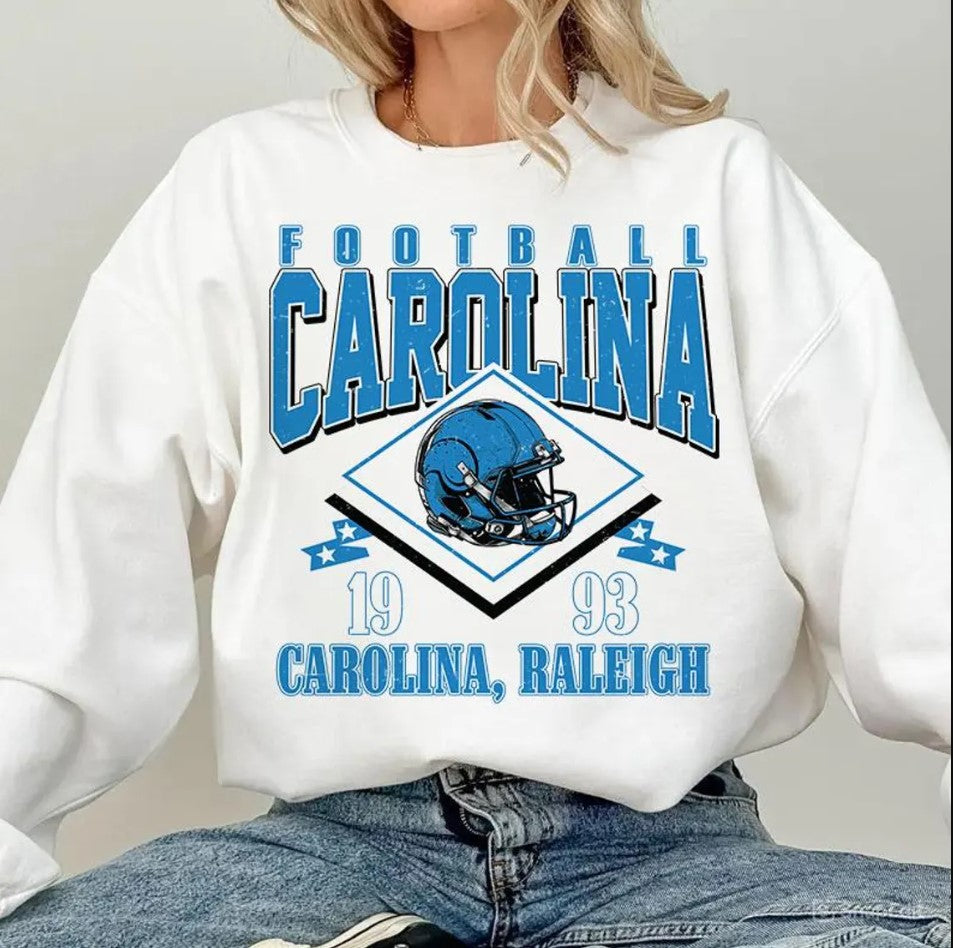 Vintage style Carolina Football Sweatshirt,Sunday Football Shirt, 90s Style Sports Fan Sweater, Unisex Cozy Crewneck, Football shirt