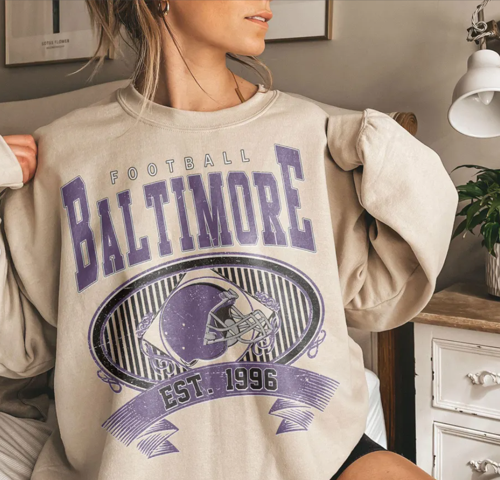 Vintage 90s Baltimore Ravens Football Shirt, Baltimore Football Crewneck, Baltimore Football Shirt, Raven Sweater, Raven Fan Sport Gear