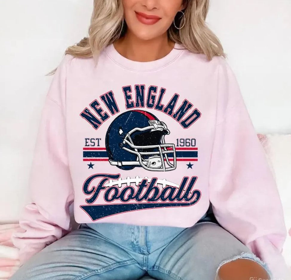 Vintage 90s Style New England Football Sweatshirt, Retro Game Day Crewneck, Patriot State Unisex Fan Shirt, Classic Sports Gift Pullover