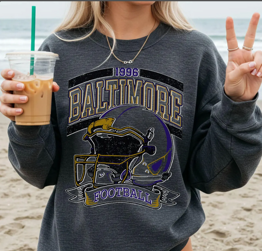 Vintage 90s Retro Style Comfort Colors Baltimore Football Shirt, 1996 Helmet Tee, Retro Game Day T-Shirt, Trendy Baltimore Fan Gifts