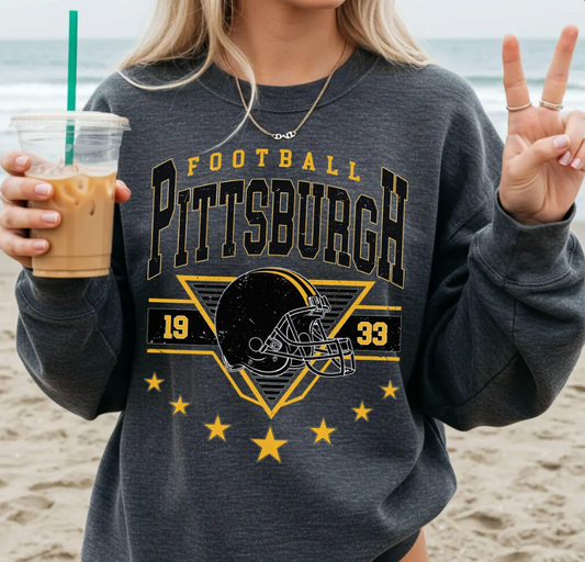 Vintage 90s Style Pittsburgh Football Sweatshirt, Trendy Pittsburgh Football Fan Gift, Pittsburgh Game Day Shirt, Steelers Fans Gift
