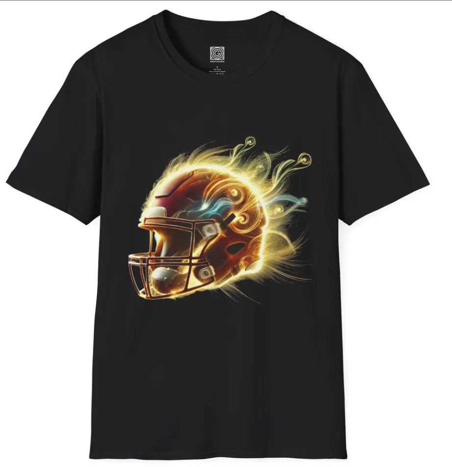 Football Helmet Glow Unisex Softstyle T-Shirt, Sports Shirt, Athletic Tee, Game Day Apparel, Team Spirit Top