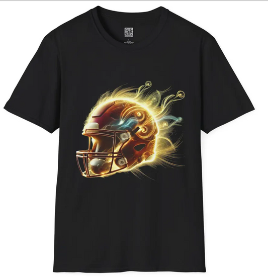 Football Helmet Glow Unisex Softstyle T-Shirt, Sports Shirt, Athletic Tee, Game Day Apparel, Team Spirit Top