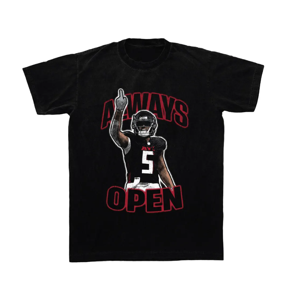 Drake London Always Open Oversized Bootleg Falcons Tee, Atlanta Throwback Vintage wide receiver shirt, trendy birthday present gift!