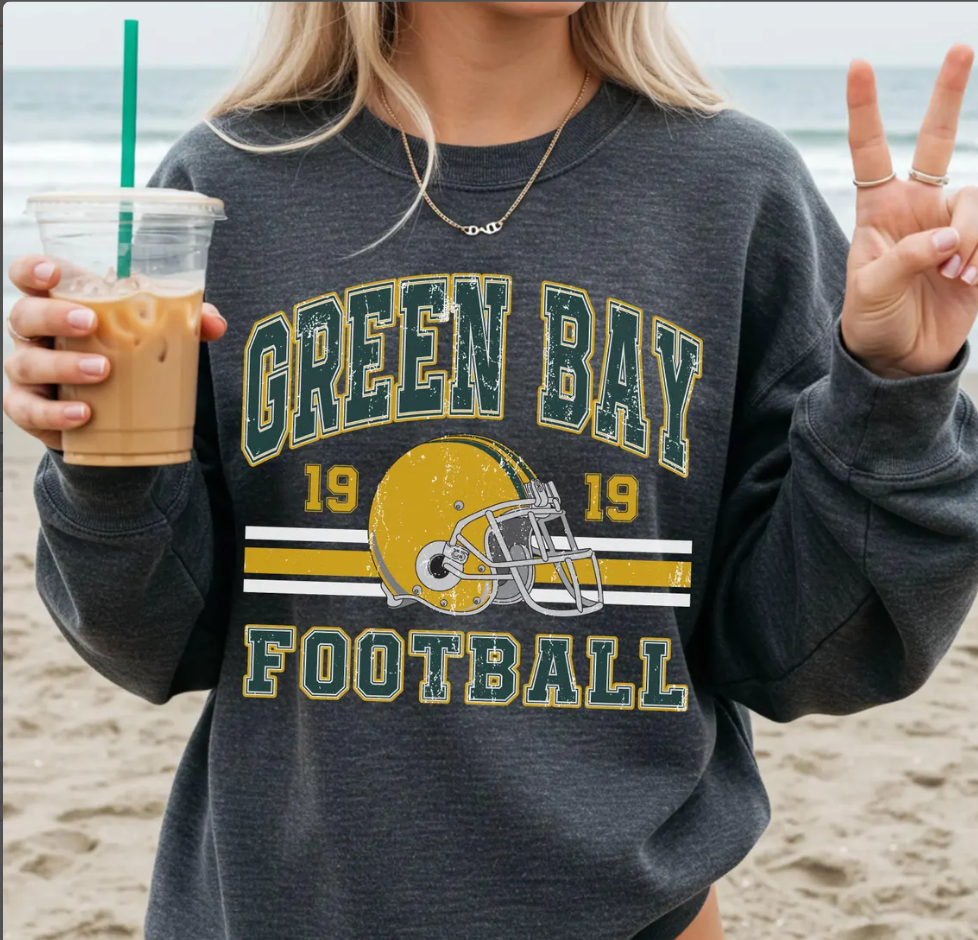 Vintage 90s Style Green Bay Football Sweatshirt, Game Day Shirt, Green Bay Team Football Shirt, Sunday Green Bay, Green Bay Football