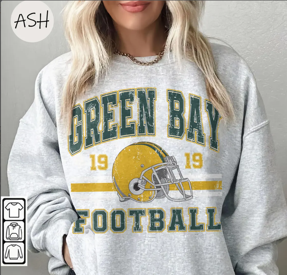Vintage 90s Style Green Bay Football Sweatshirt, Game Day Shirt, Green Bay Team Football Shirt, Sunday Green Bay, Green Bay Football