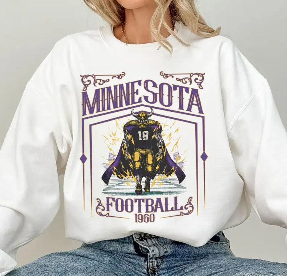 Minesota Football Skull Vintage Sweatshirt,Minesota Fan Gifts,Football Game Day Sweatshirt ,Minesota Football Crewneck, Football T-Shirt
