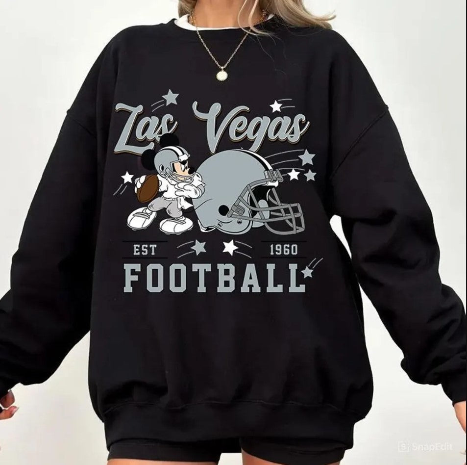 Vintage Las Vegas Football Sweatshirt, Retro Cartoon Graphic Pullover, 90s Style Sports Fan Sweater, Unisex Cozyt Crewneck, Football shirt