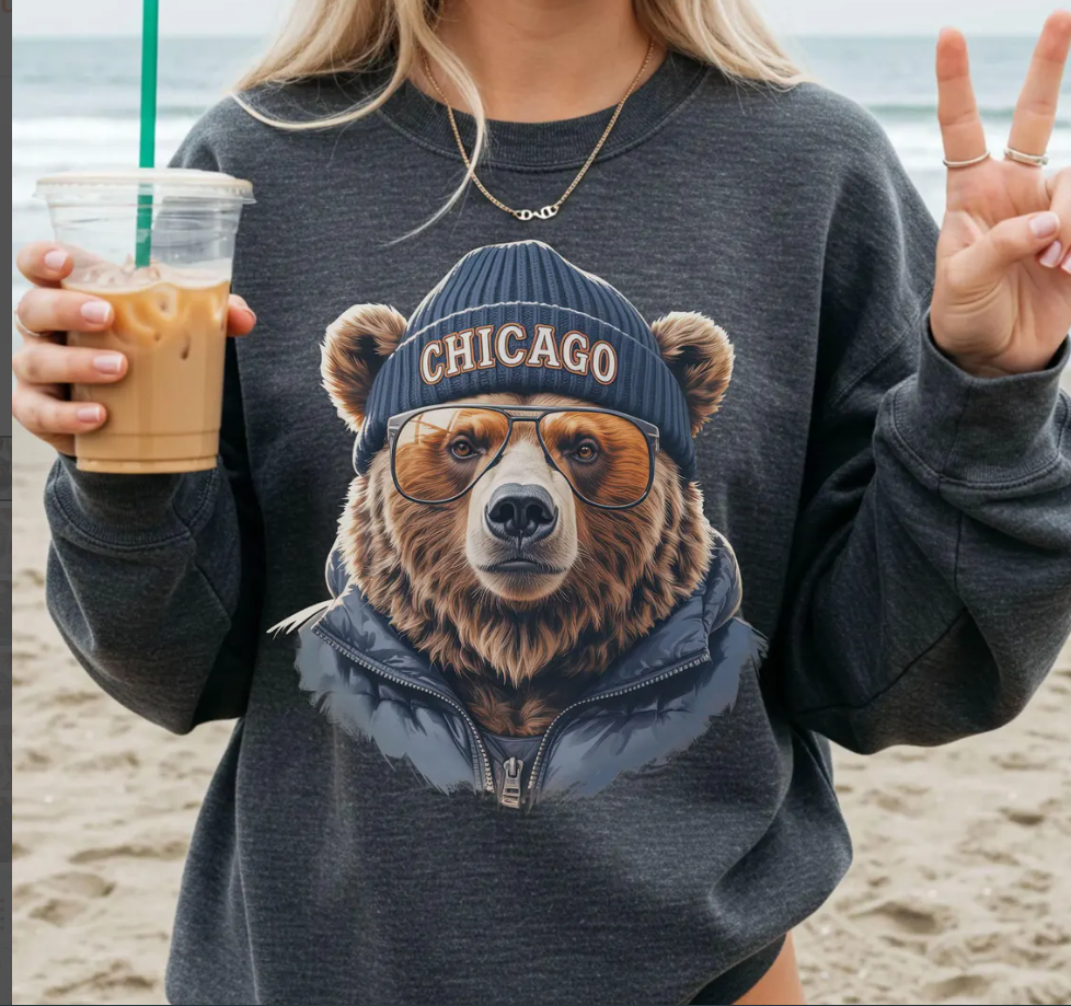 Vintage 90s Chicago Football Mascot Style Comfort Colors T-Shirt Retro Chicago Football T-Shirt Chicago Football Shirt Mascot Bears Fan Gift