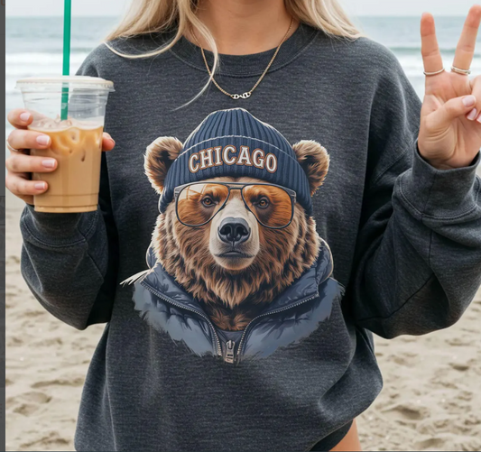 Vintage 90s Chicago Football Mascot Style Comfort Colors T-Shirt Retro Chicago Football T-Shirt Chicago Football Shirt Mascot Bears Fan Gift