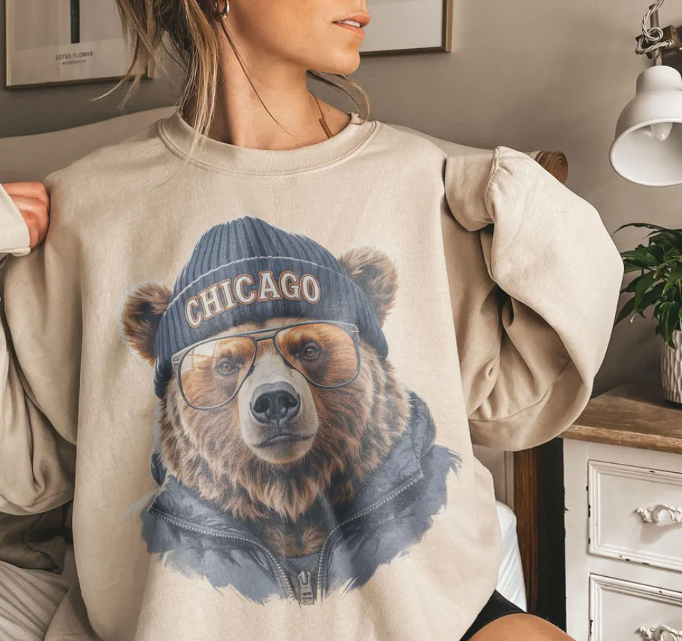 Vintage 90s Chicago Football Mascot Style Comfort Colors T-Shirt Retro Chicago Football T-Shirt Chicago Football Shirt Mascot Bears Fan Gift