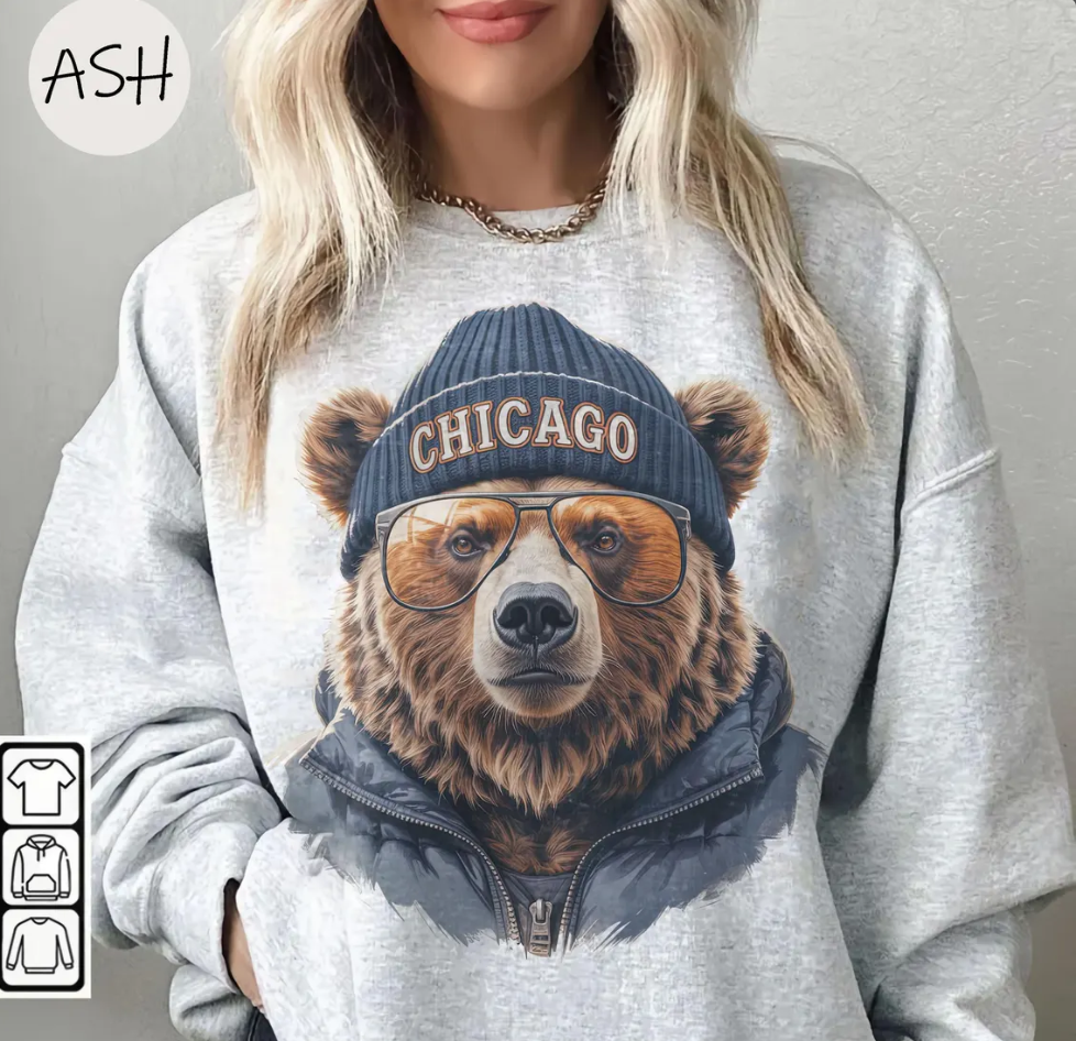 Vintage 90s Chicago Football Mascot Style Comfort Colors T-Shirt Retro Chicago Football T-Shirt Chicago Football Shirt Mascot Bears Fan Gift