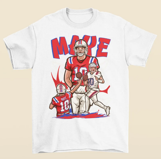 Drake Maye Cartoon Style New England Football T-Shirt
