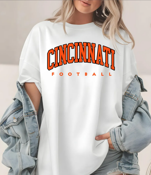 Cincinnati Football T-Shirt, Cincinnati Sweatshirt, Game Day Apparel, Fan Gear, Gift for Football Lover, College Sports