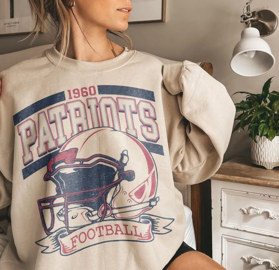 Vintage New England Football Fan Tshirt, New England Sweatshirt, New England Hoodie, Game day Football, Vintage Patriots Gift for Fans