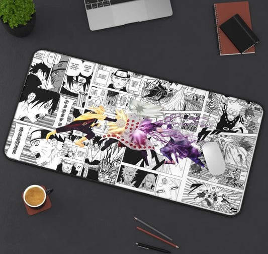 Naruto vs Sasuke Manga Panel Desk Mat: Anime Gaming Mouse Pad, Choose Size