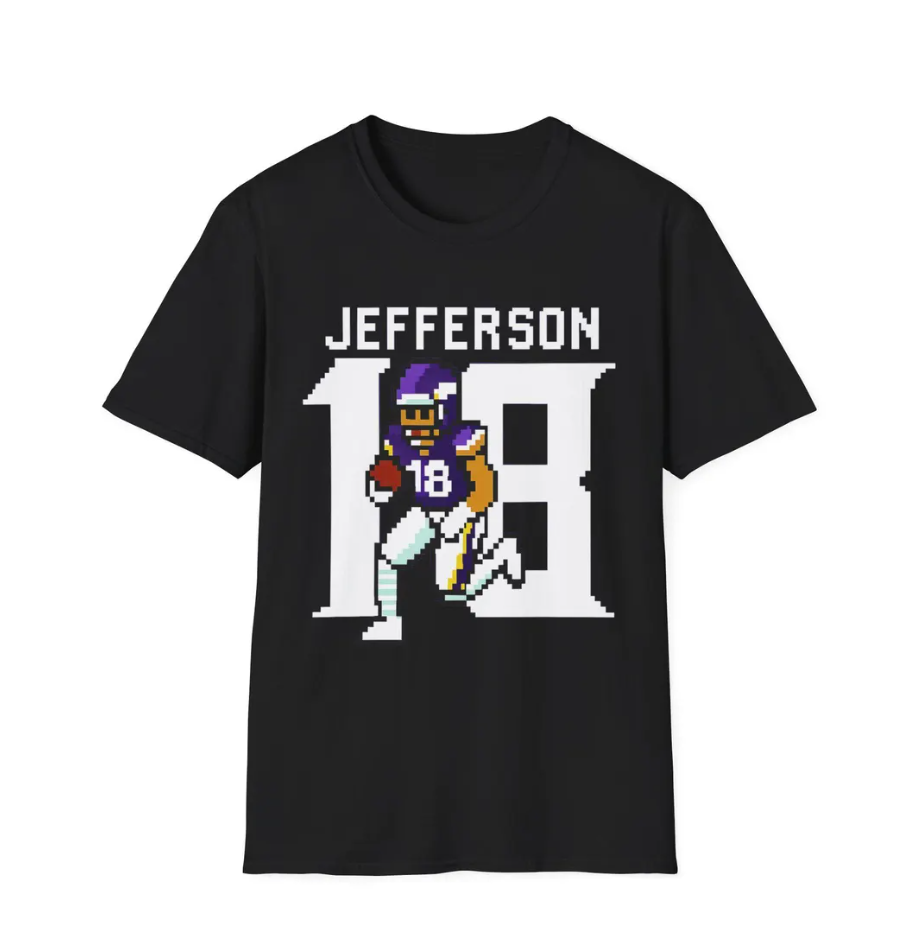 Justin Jefferson NFL T-Shirt, Minnesota Vikings Football Fan Tee, Purple Gold Sports Gift, Unisex Casual Athletic Tee, Game Day Apparel
